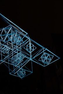 Creative steel structures forming a geometric architectural installation