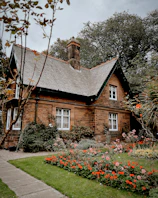 Cozy countryside cottage with a blooming garden in the UK.