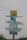 A wooden signpost against a plain white wall displays multiple colorful horizontal planks with Portuguese text. Each plank contains different words in varying colors like yellow, blue, and teal. The ground below has small green plants and yellow flowers.