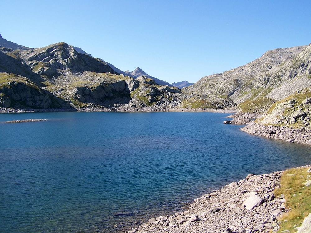 a large body of water surrounded by mountains