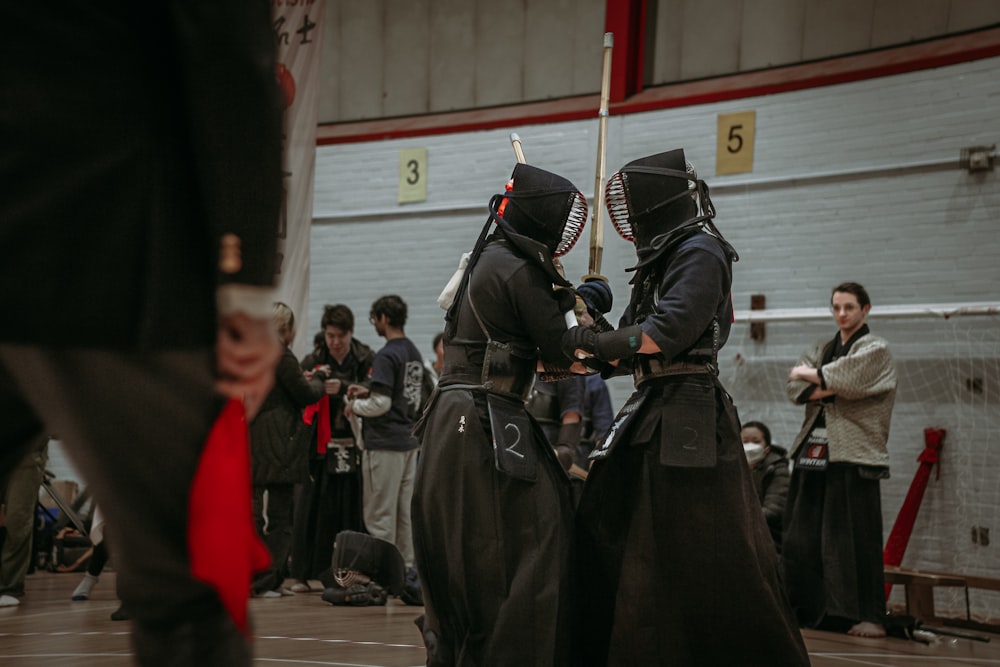 a group of people dressed in medieval costumes