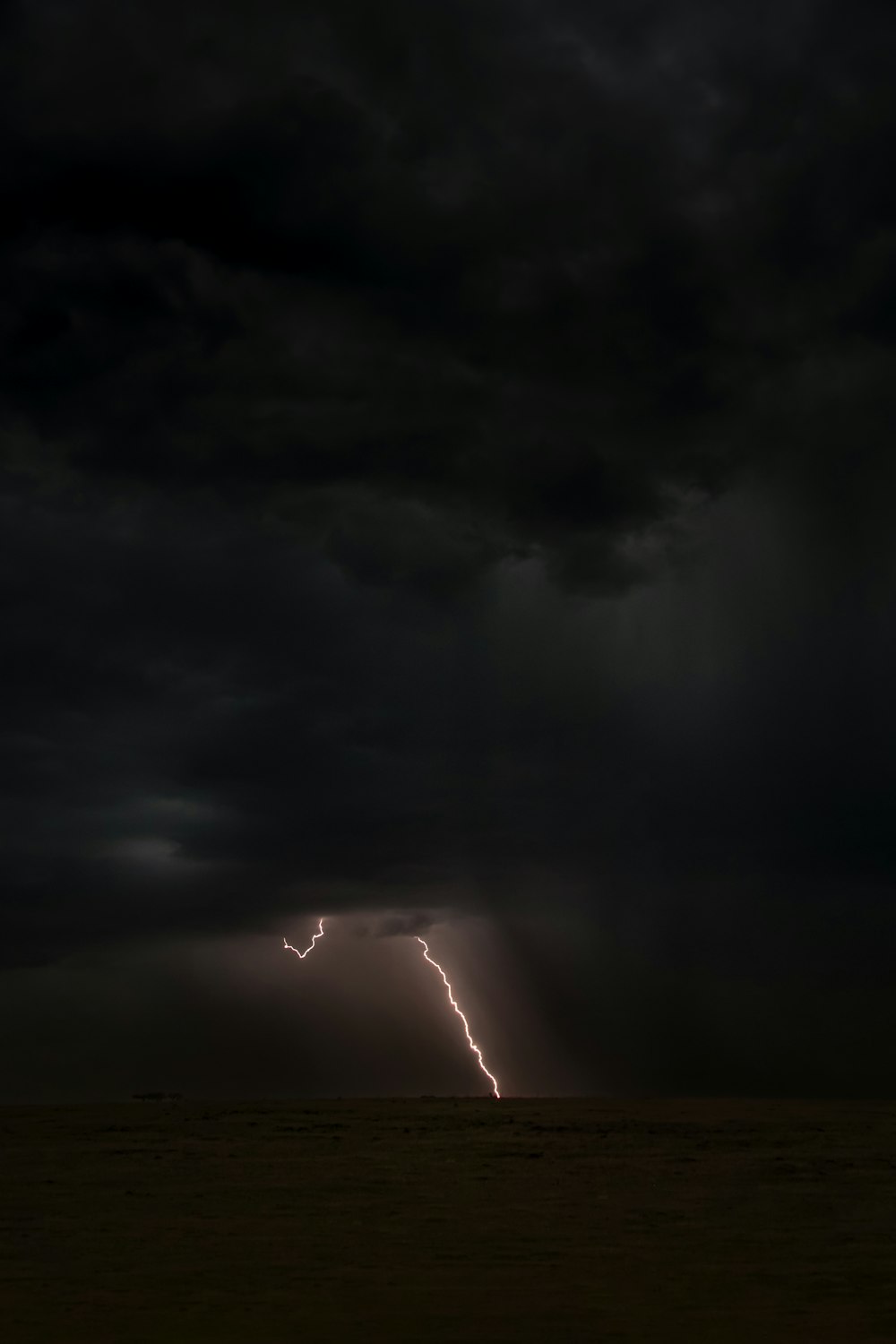 a lightning bolt is seen in the sky above a field