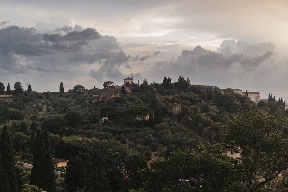 a hill with a castle on top of it