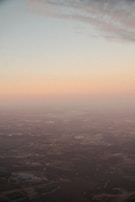 A scenic landscape shot taken from above during sunset.