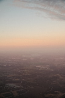 A scenic landscape shot taken from above during sunset.
