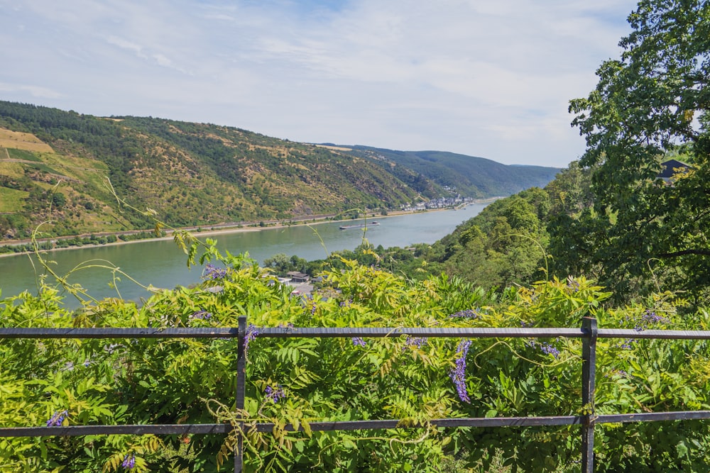 a view of a body of water from a hill