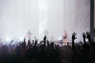 A crowd enjoying a live performance of the musical.