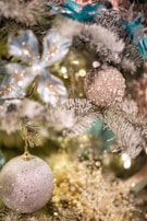 Close-up of a beautifully decorated Christmas tree.