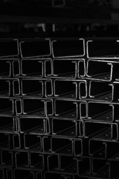 a stack of steel bars stacked on top of each other