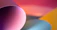 A close-up of a digital art print featuring vibrant abstract shapes and bold colors.