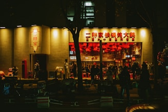 A vibrant dining scene with colorful dishes and happy diners.