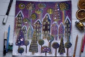 Whimsical drawing of a magical book opening with stars and sparkles