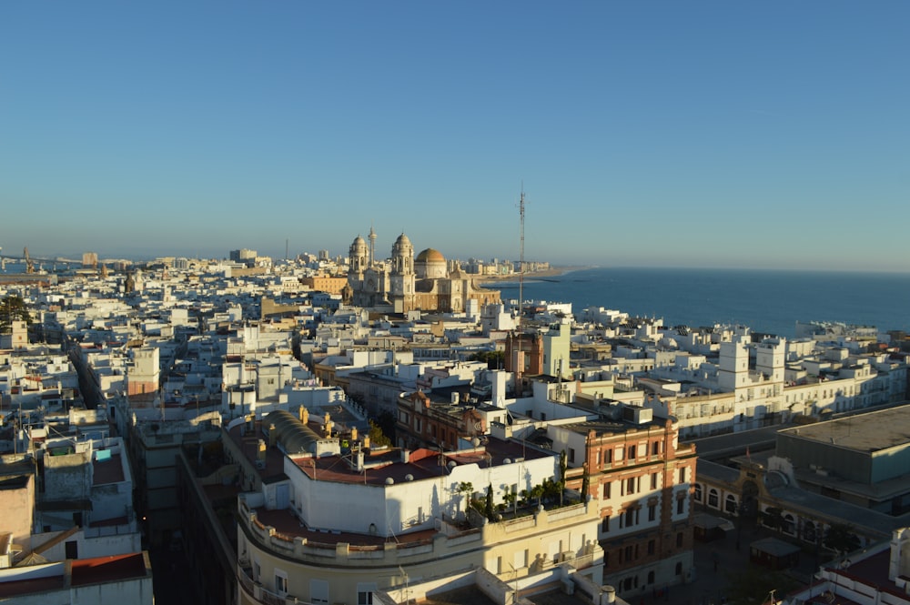 a view of a city from a tall building