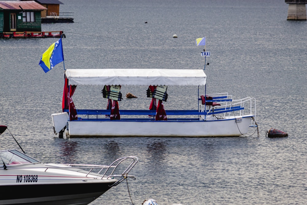 a boat floating on top of a large body of water