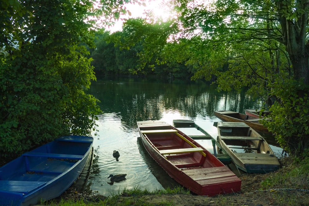 a couple of boats that are sitting in the water