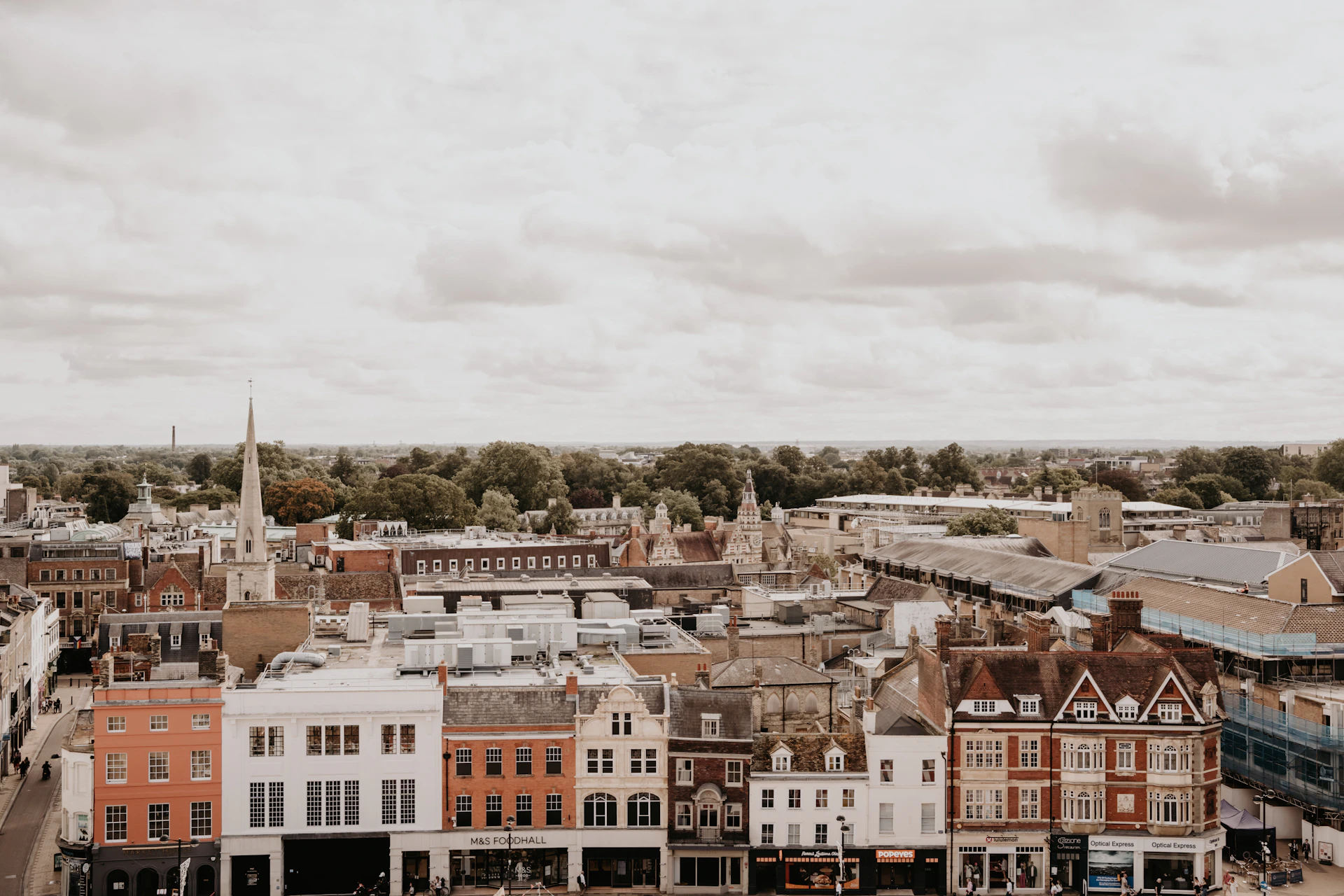 a view of a city from a tall building