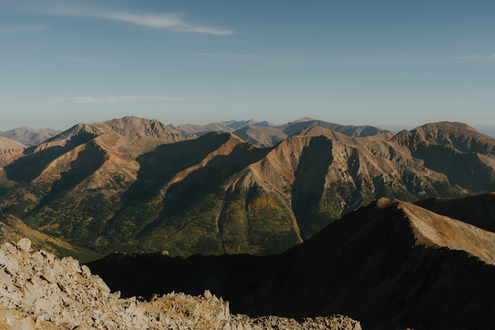 a view of mountains from the top of a mountain