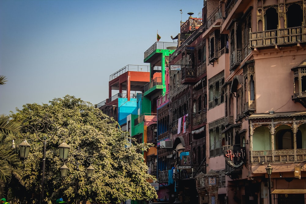 a city street filled with lots of tall buildings