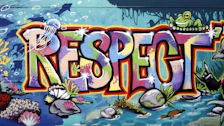 a colorful wall with the word respect painted on it