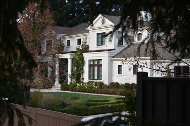 Elegant suburban home with classic design and lush garden.