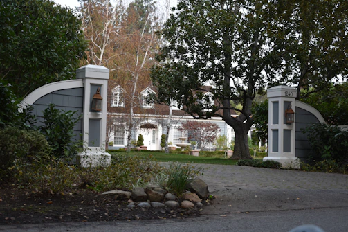 A clean, freshly paved driveway bordered by manicured lawns and young trees, highlighting attention to detail.