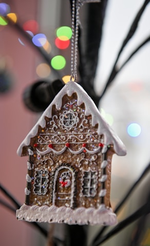 Close-up of a whimsical, customizable butterscotch-themed ornament with delicate details.