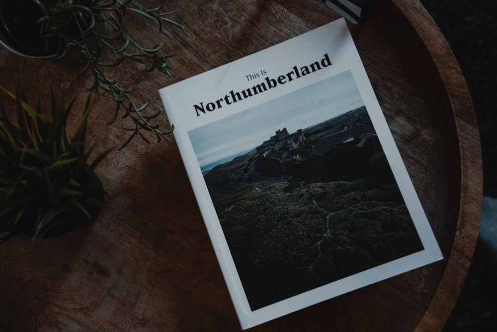 a book sitting on top of a wooden table