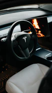 Tesla Model X side curtain airbag with safety components laid out