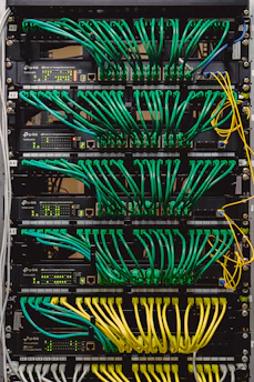 a rack with many wires and wires attached to it