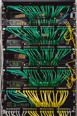 a rack with many wires and wires attached to it