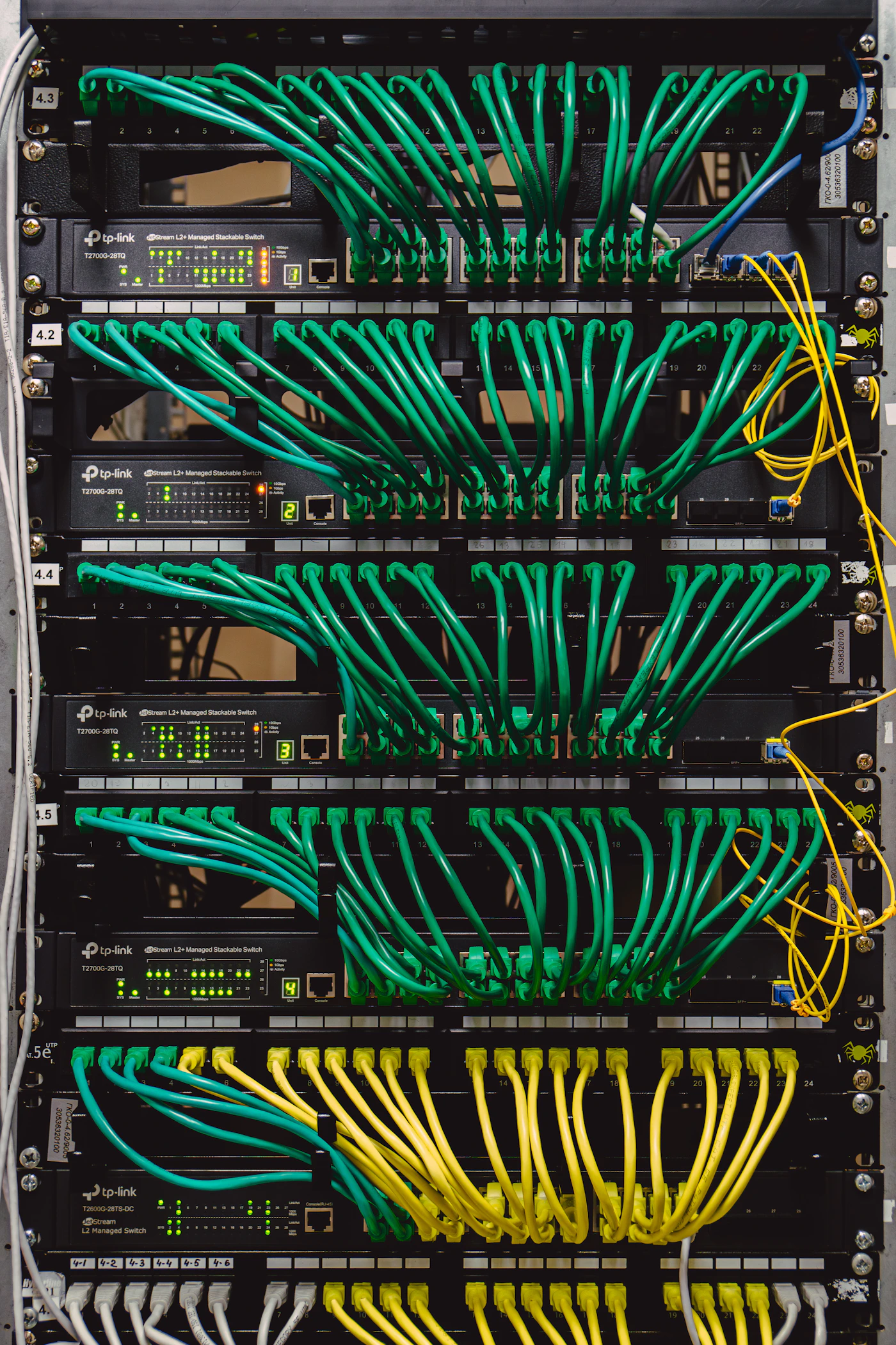 Rack unit with dense cabling