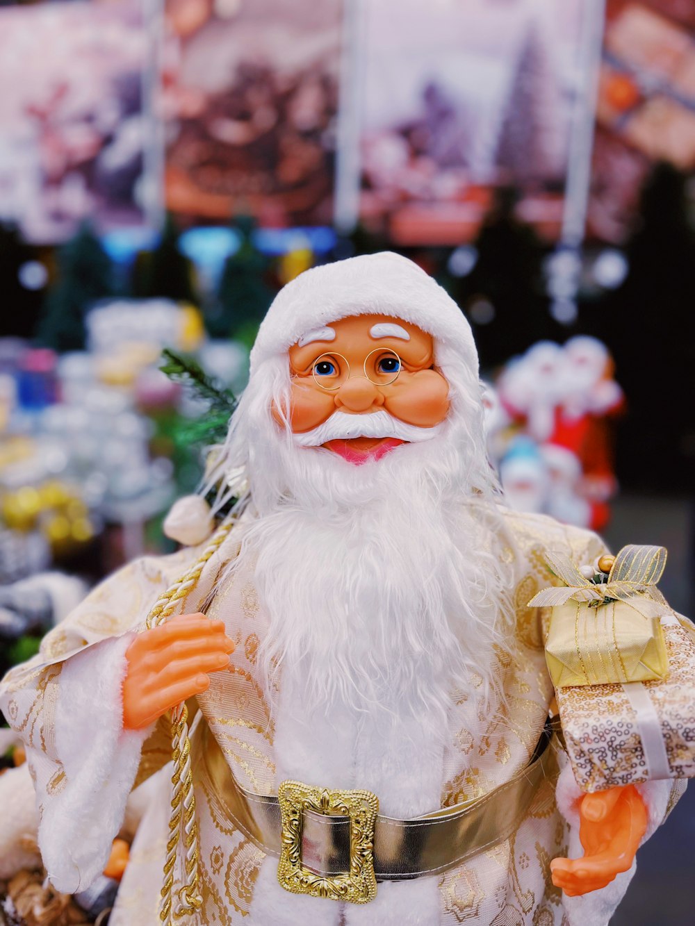 a close up of a figurine of a santa clause