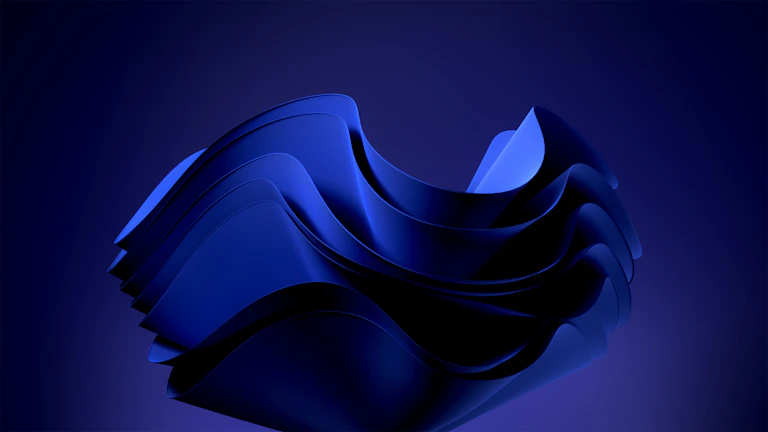 Creative resin sculpture with electric blue and yellow gradients, featuring soft shadows and rounded edges.