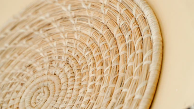 Close-up of handwoven Haitian baskets showcasing intricate patterns and textures.