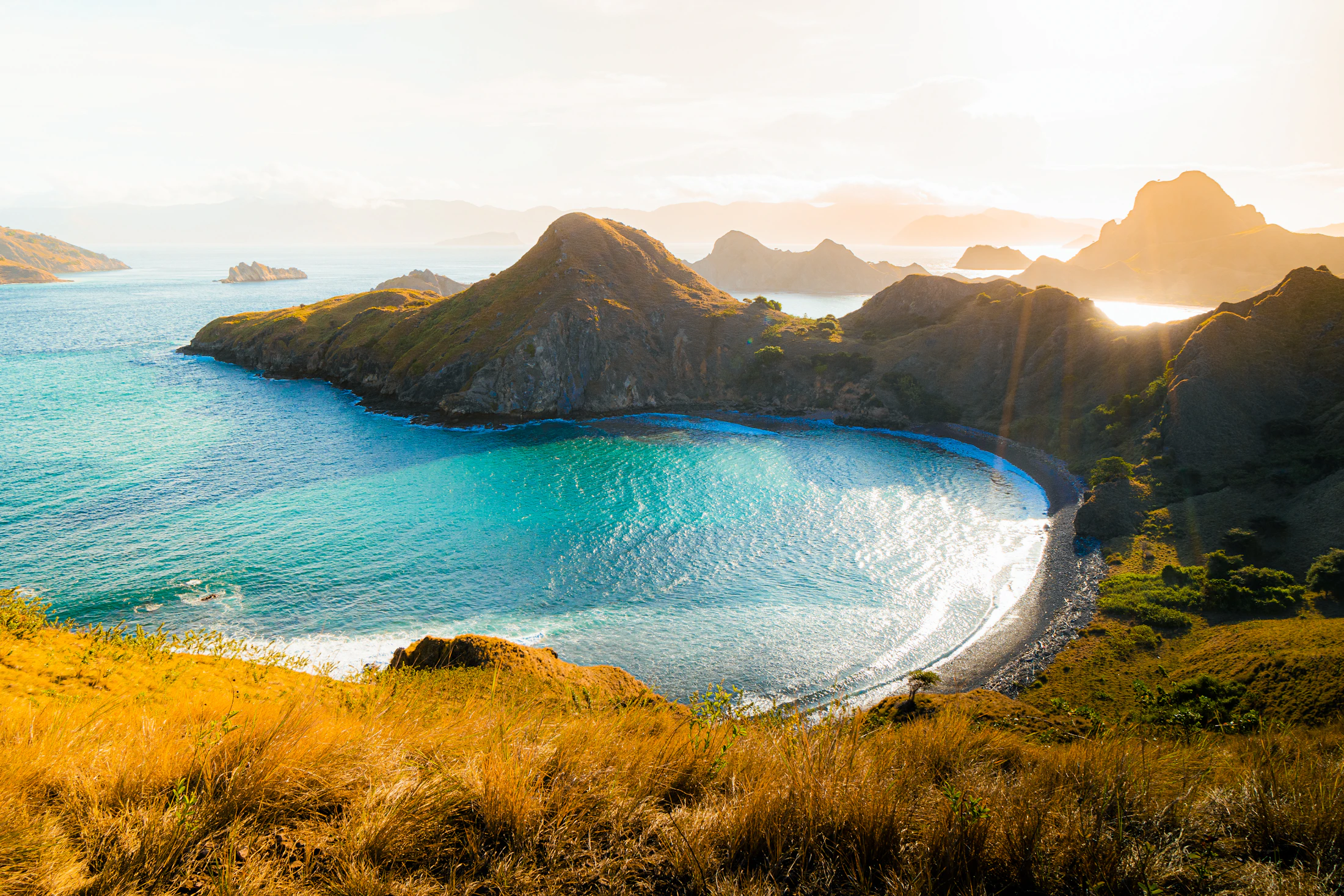 Tropical coastline near Labuan Bajo and Komodo National Park in Indonesia