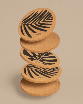 A set of custom engraved coasters.