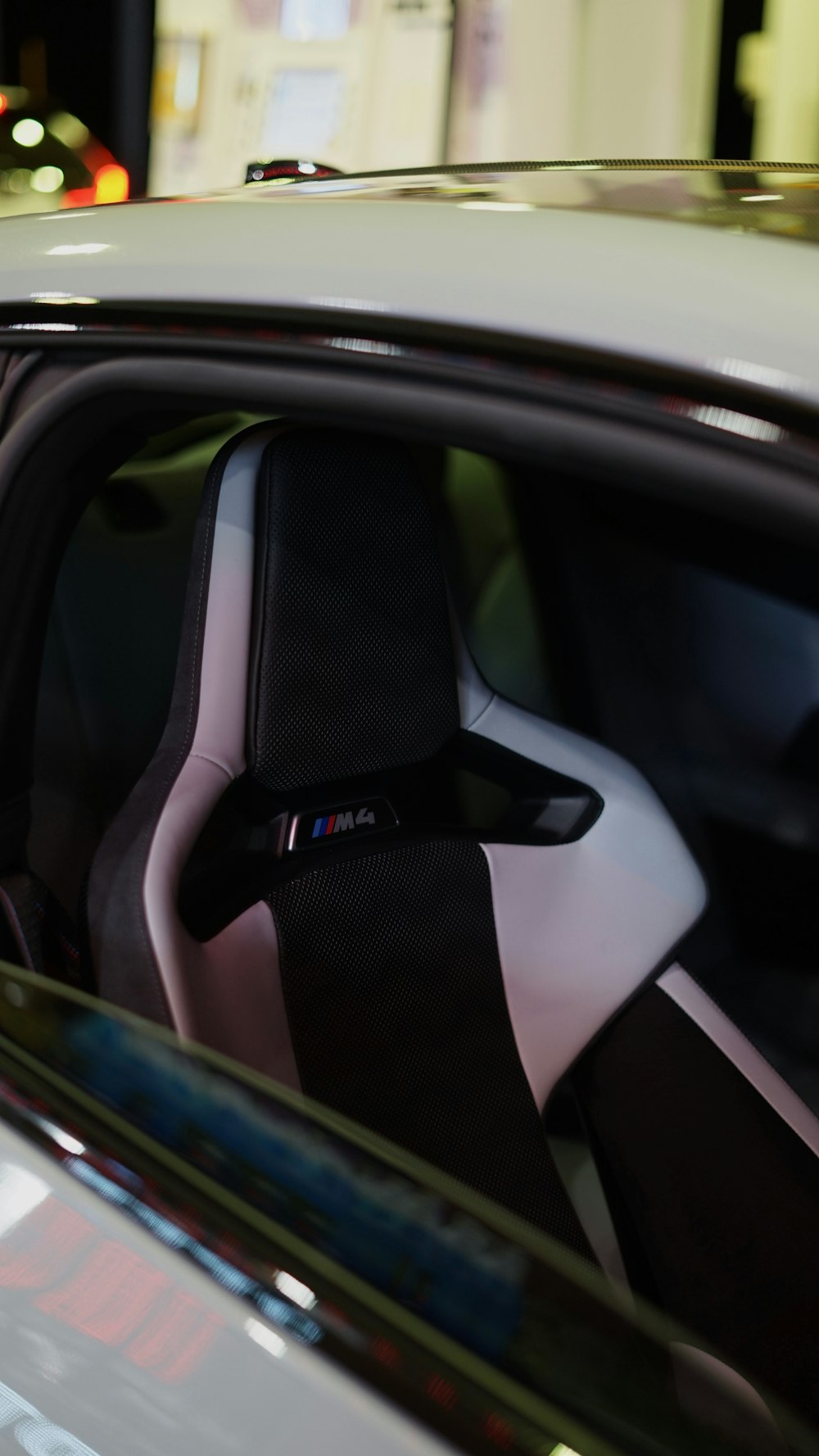 a close up of a car with a steering wheel