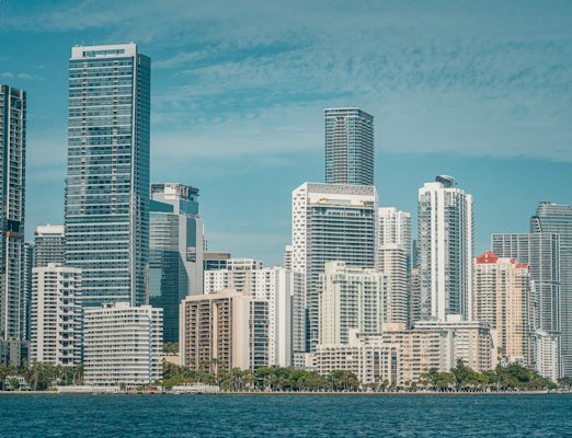 A large body of water with a city in the background — Miami, United States