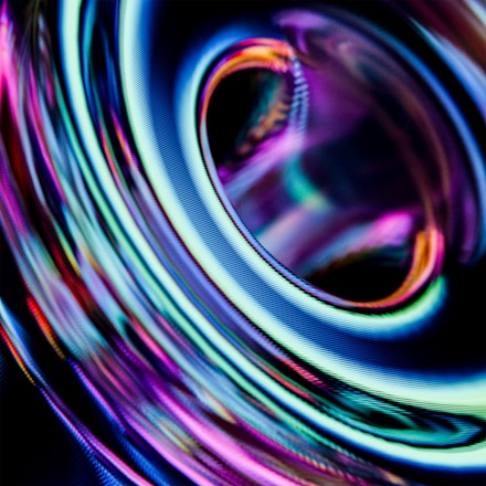 Abstract digital flowchart with neon lines connecting diverse design themes to a globe.