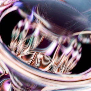 Abstract soundwave art blending with a virtual composer's portrait in cool tones