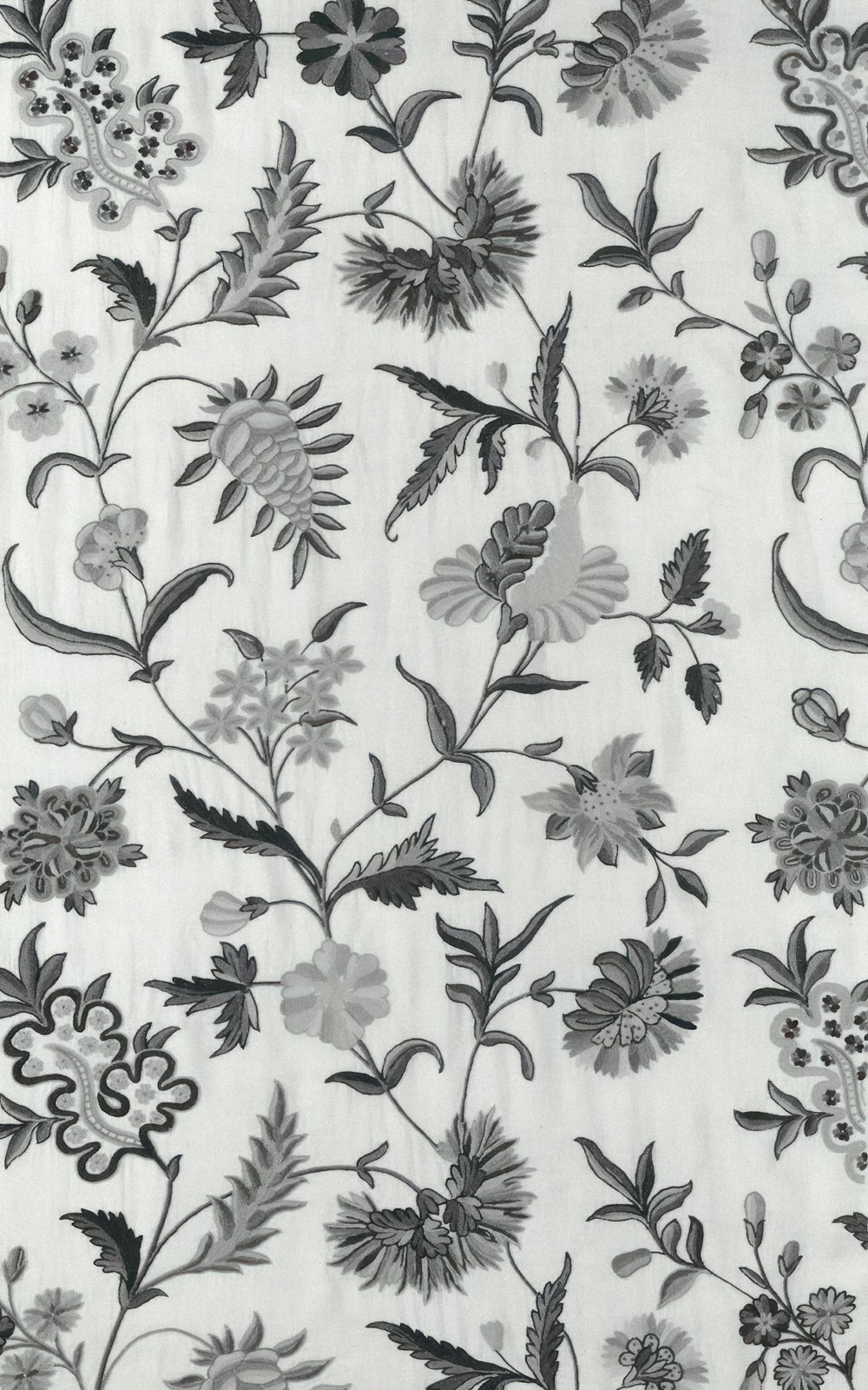 a black and white floral pattern on a white background
