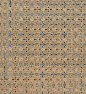 A repeating geometric pattern featuring intricate designs with floral and circular motifs. The pattern incorporates symmetrical arrangements in muted colors, evoking a vintage or traditional style.