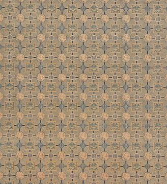 A repeating geometric pattern featuring intricate designs with floral and circular motifs. The pattern incorporates symmetrical arrangements in muted colors, evoking a vintage or traditional style.