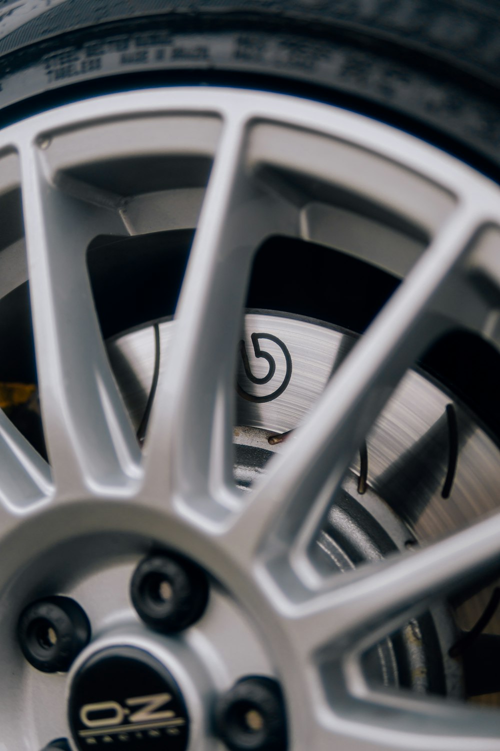 a close up of a tire on a car