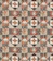a patchwork quilt with an orange and brown design