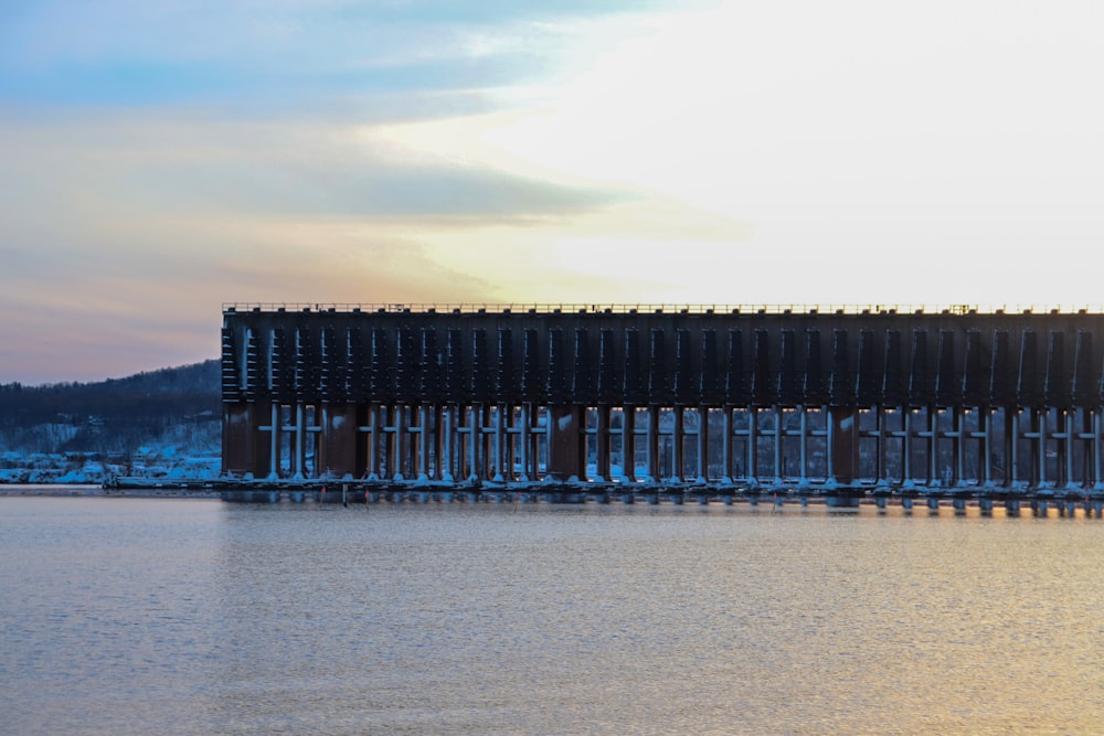 a large structure sitting on top of a body of water