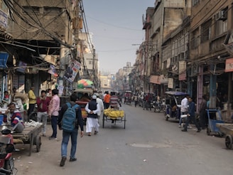 A vibrant street scene in Dhaka showcasing local life.