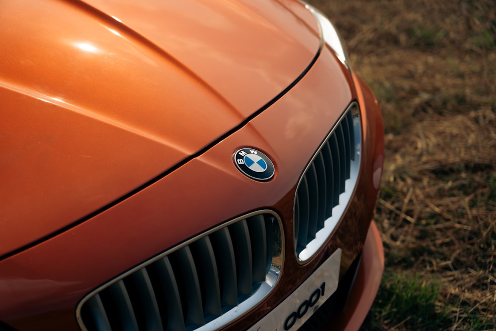 a close up of the front of a bmw car