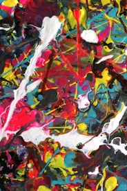 An abstract painting by Igor Tamerlan, showcasing vibrant colors.