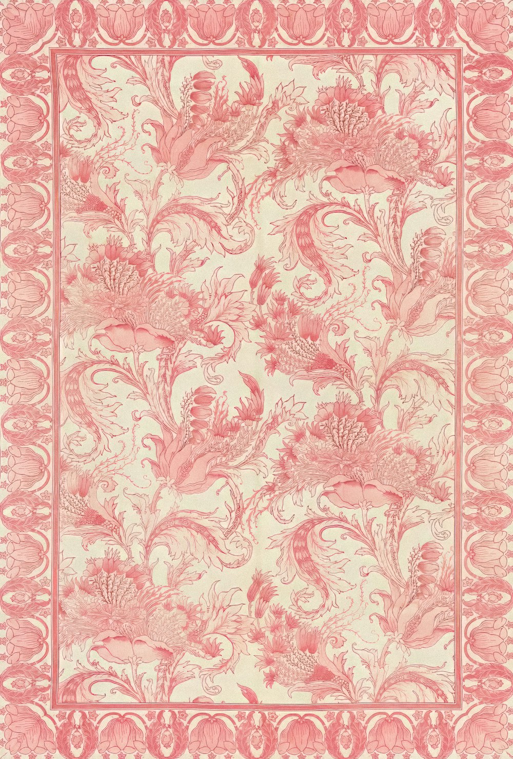 a pink and white floral design on a white background